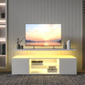 White TV Stand with Storage and Open Shelves W848