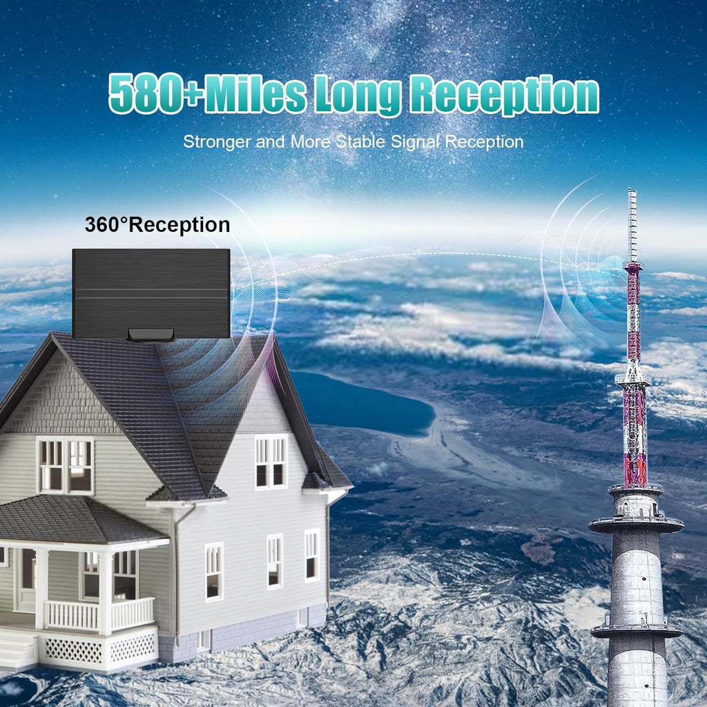 Digital TV Antenna with Amplifier up to 500+ Miles Range T1098