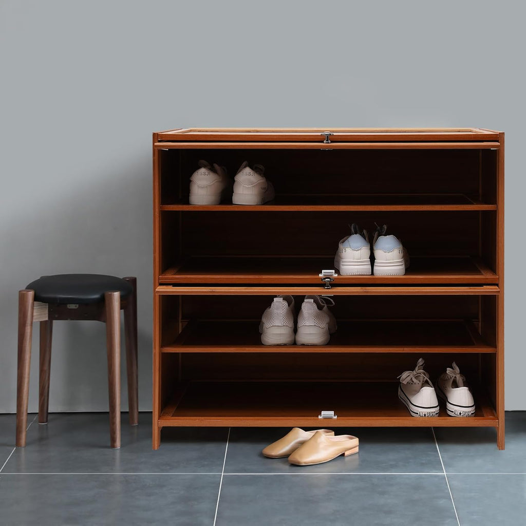 4-Tier Brown Bamboo Shoe Rack A63972