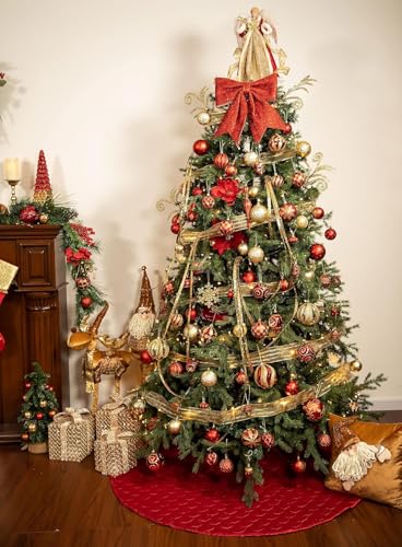 36 Inch Red Gold Velvet Christmas Tree Skirt S93808