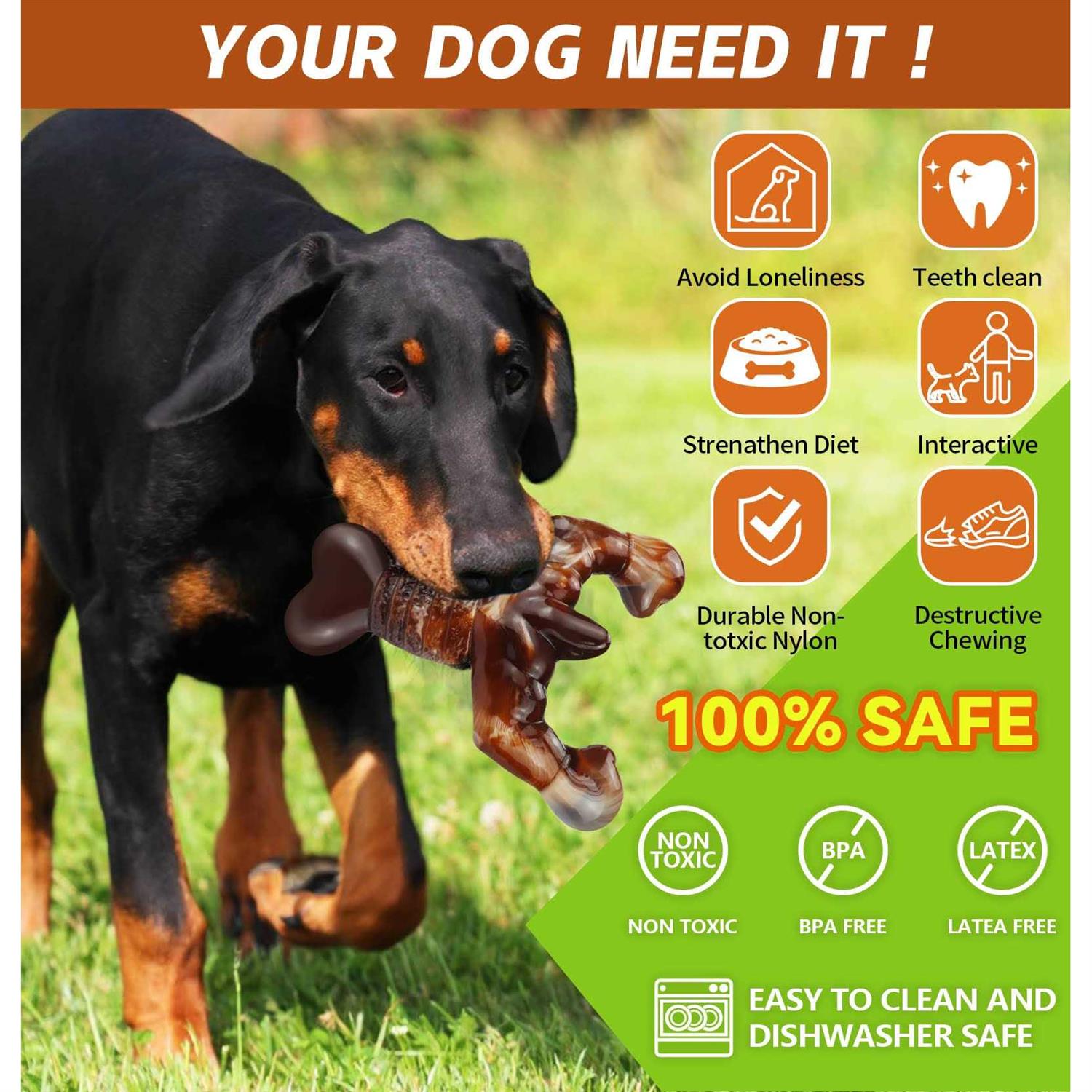 Real Bacon Flavored Tough Dog Bone Chew Toy W8287