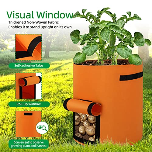 6-Pack 10 Gallon Nonwoven Fabric Grow Bags with Flap and Handles W267114