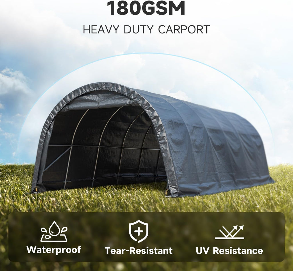 12 x 24 FT Heavy Duty Carport with All-Steel Metal Frame G4887