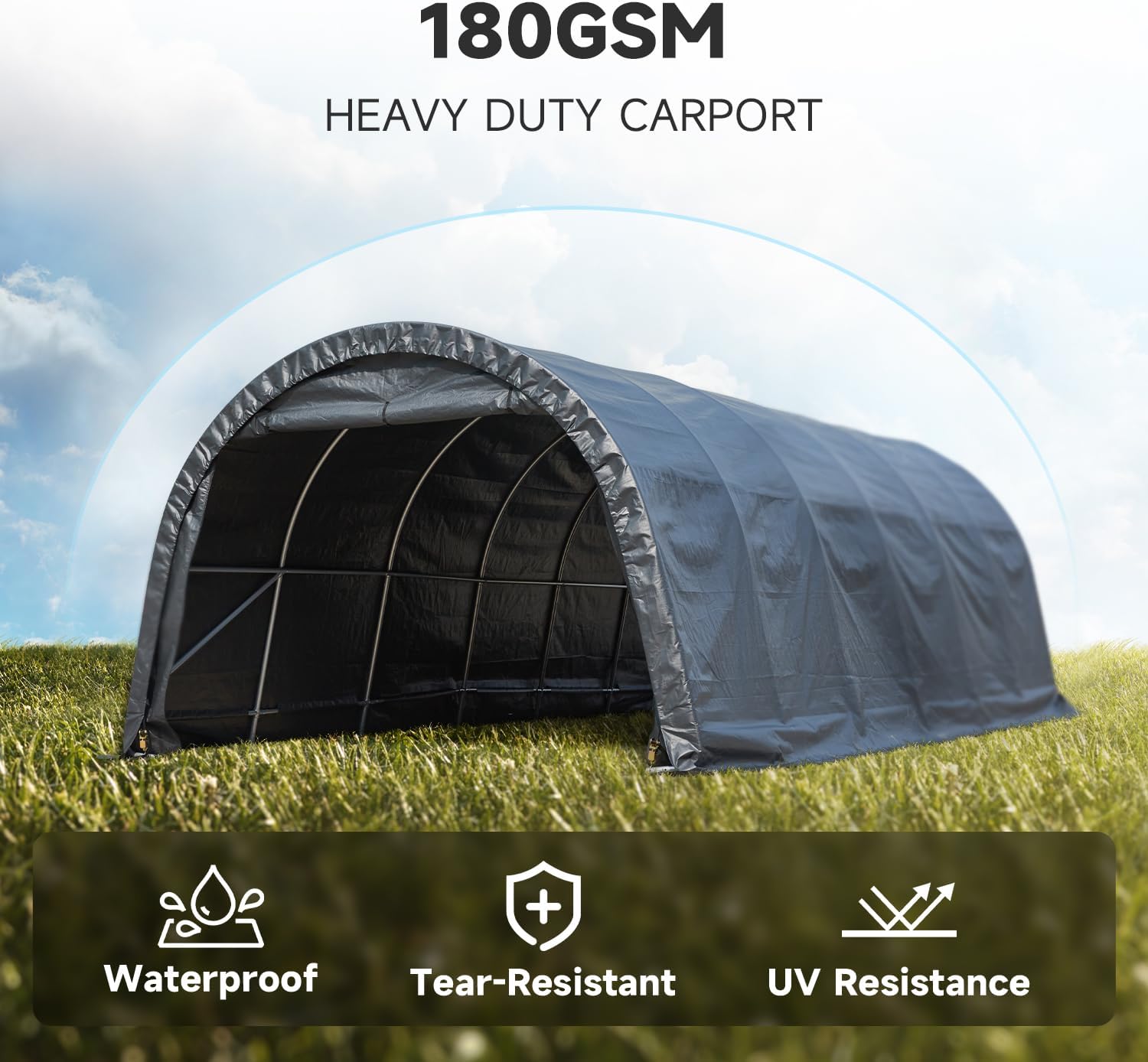 12 x 24 FT Heavy Duty Carport with All-Steel Metal Frame G4887