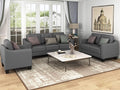 Retro Gray Linen Fabric 3 Piece Sofa Set Q666