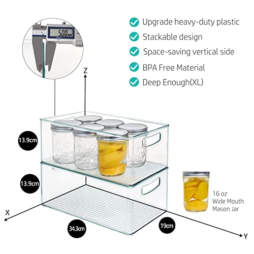 8 PACK Stackable Clear Plastic Pantry Organizer Bins Z241