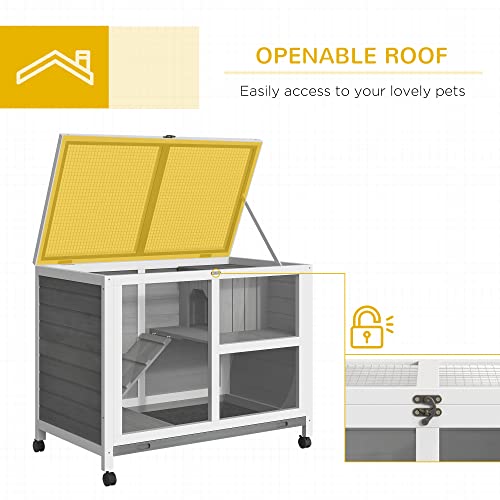 Natural Wood Rabbit Cage with Wheels L756