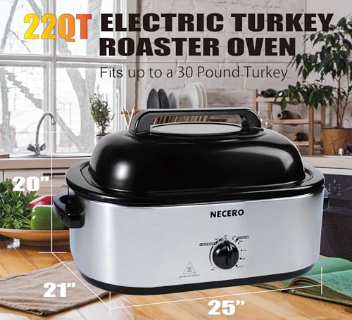 22Qt Electric Roaster Oven with Glass Lid and Removable Pan P789858