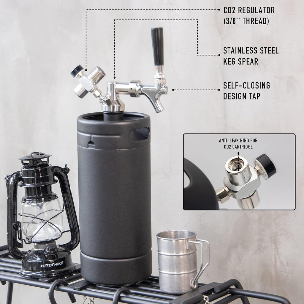 128oz Pressurized Stainless Steel Mini Keg with Cooler Jacket F1248