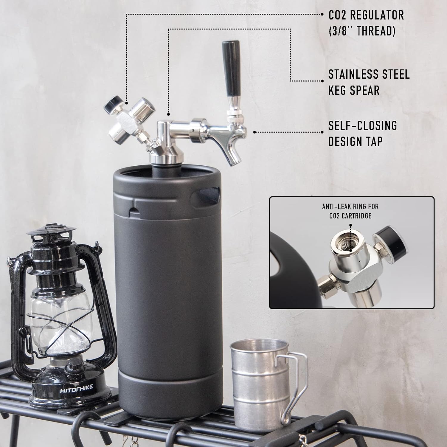 128oz Pressurized Stainless Steel Mini Keg with Cooler Jacket F1248