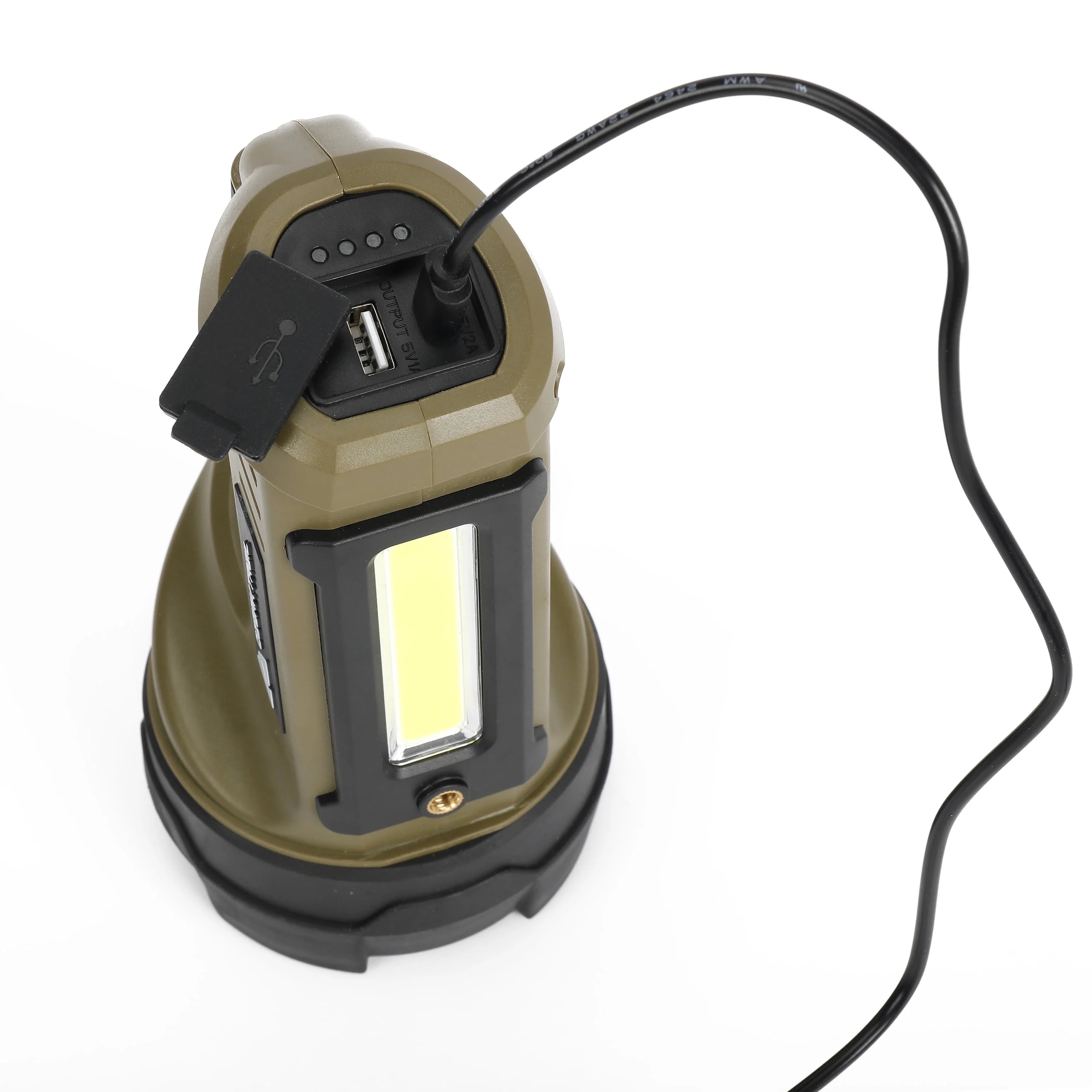2000 Lumen Dual Source LED Rechargeable Spotlight with 5000 mAh Power Bank, Olive V540