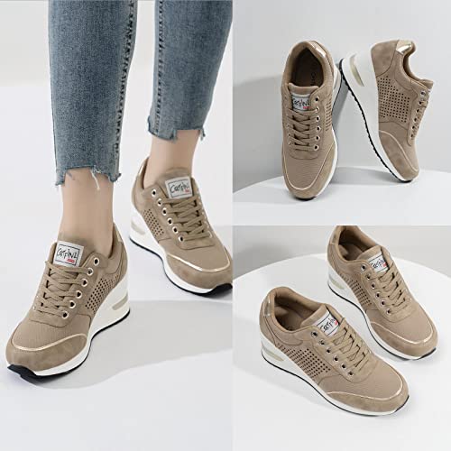 Black High Heel Wedge Sneakers D701