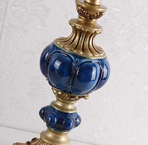 Blue Fabric Lampshade Resin Lamp, 13 in W, 21.6 in H W36896