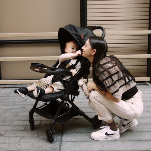 Lightweight Stroller with Snack Tray, Ultra-Compact Fold, Near Flat Recline Seat, Cup Holder, Raincover & Travelbag X391858