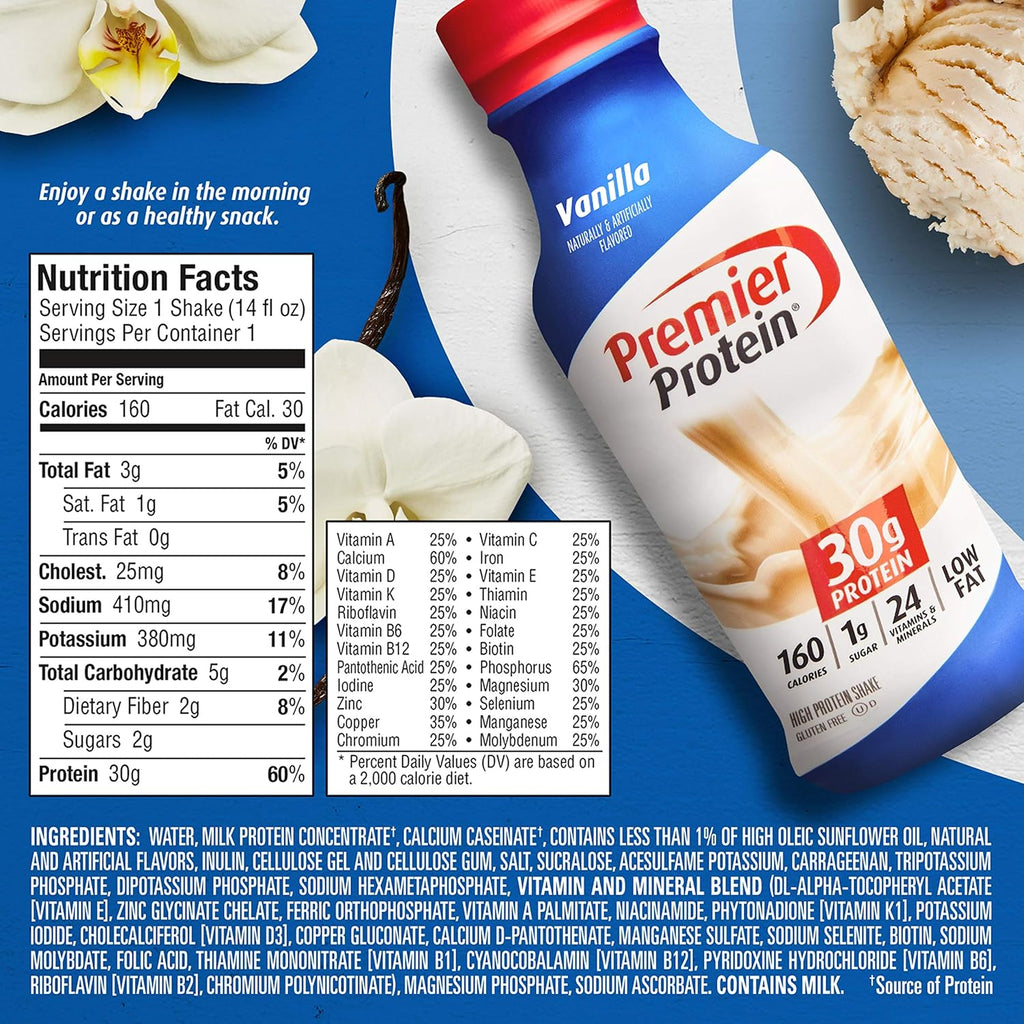 Vanilla Protein Shake 30g Protein 1g Sugar 14 fl oz 12 Pack O67371