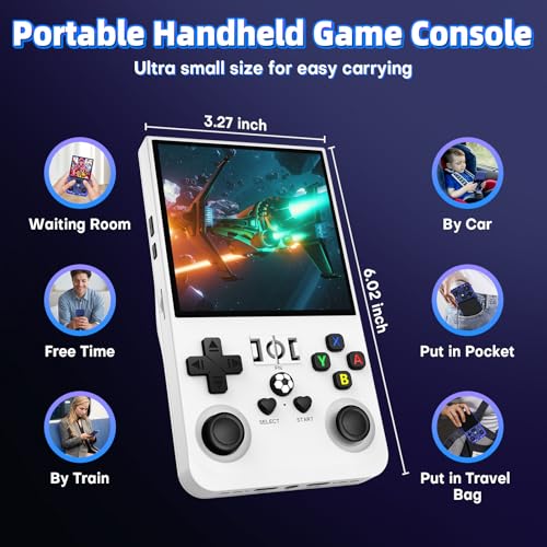 Retro Handheld Gaming Console with 64GB TF Card Transparent Gray Q19438