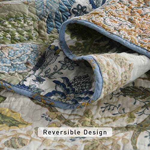 Azure Blue 100% Cotton Queen Size 3-Piece Quilt Set N24082