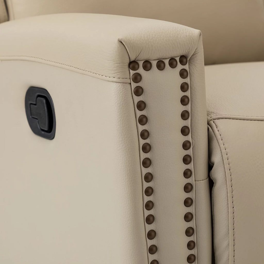 Genuine Leather Swivel Rocker Recliner Set of 2, Beige N945941