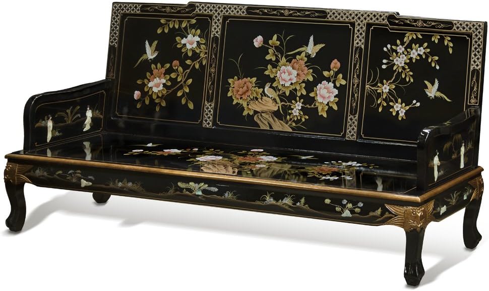 Black Lacquer Wooden Sofa Chair U4273