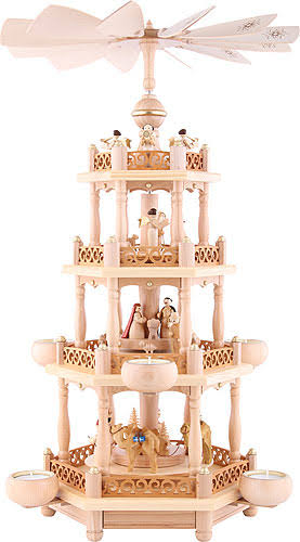 3-tier Natural Christmas Pyramid with Tealights H509