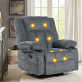 Recliner Chair Massage Fabric Recliners with Heated, 360 Degree Swivel Single Sofa with Cup Holders and Side Pockets Rocking Chair T54270