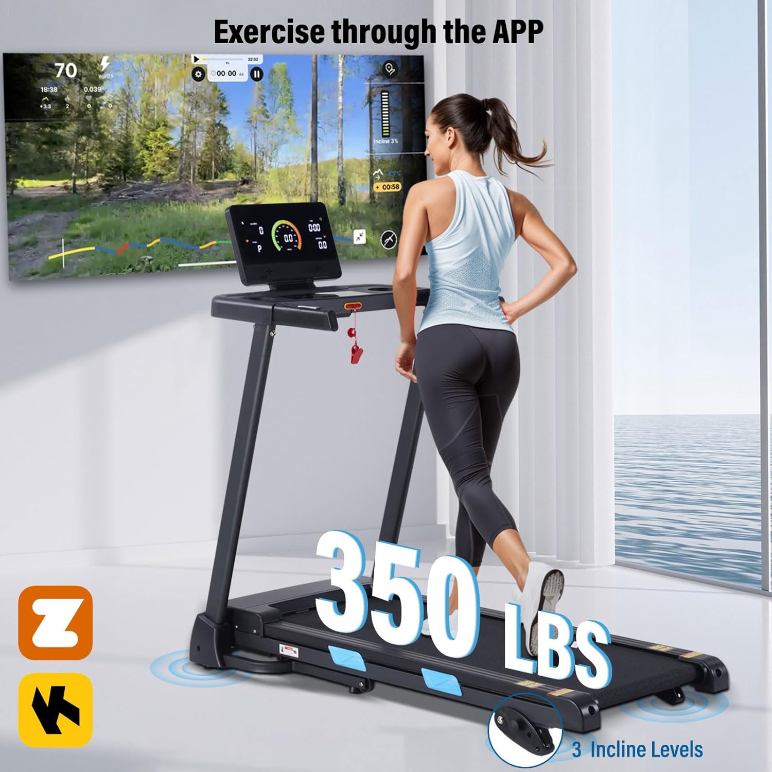 350 lbs Capacity 3.0HP Treadmill with Incline R53563