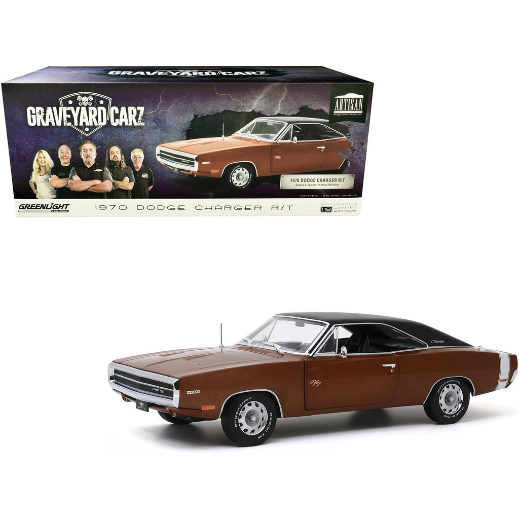 1970 Dodge Charger R/T Dark Burnt Orange Metallic with Black Top 1/18 Diecast Model Car Z601
