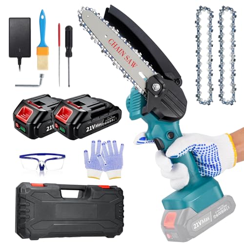 6 Inch Cordless Electric Chainsaw with 2 pcs 2AH Batteries & 3 Replace Chains K967