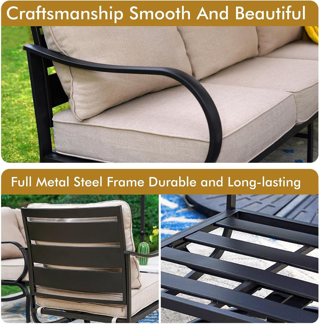 Patio Furniture Chair Set for 2 with 2 Swivel Padded Sofa Chair S904