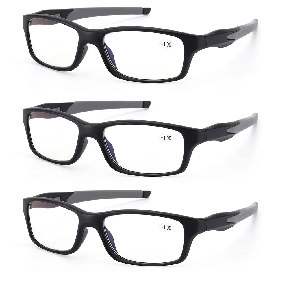 3 Pairs Men Sport Reading Glasses Blue Light Blocking Rubber Anti-Slip V879365