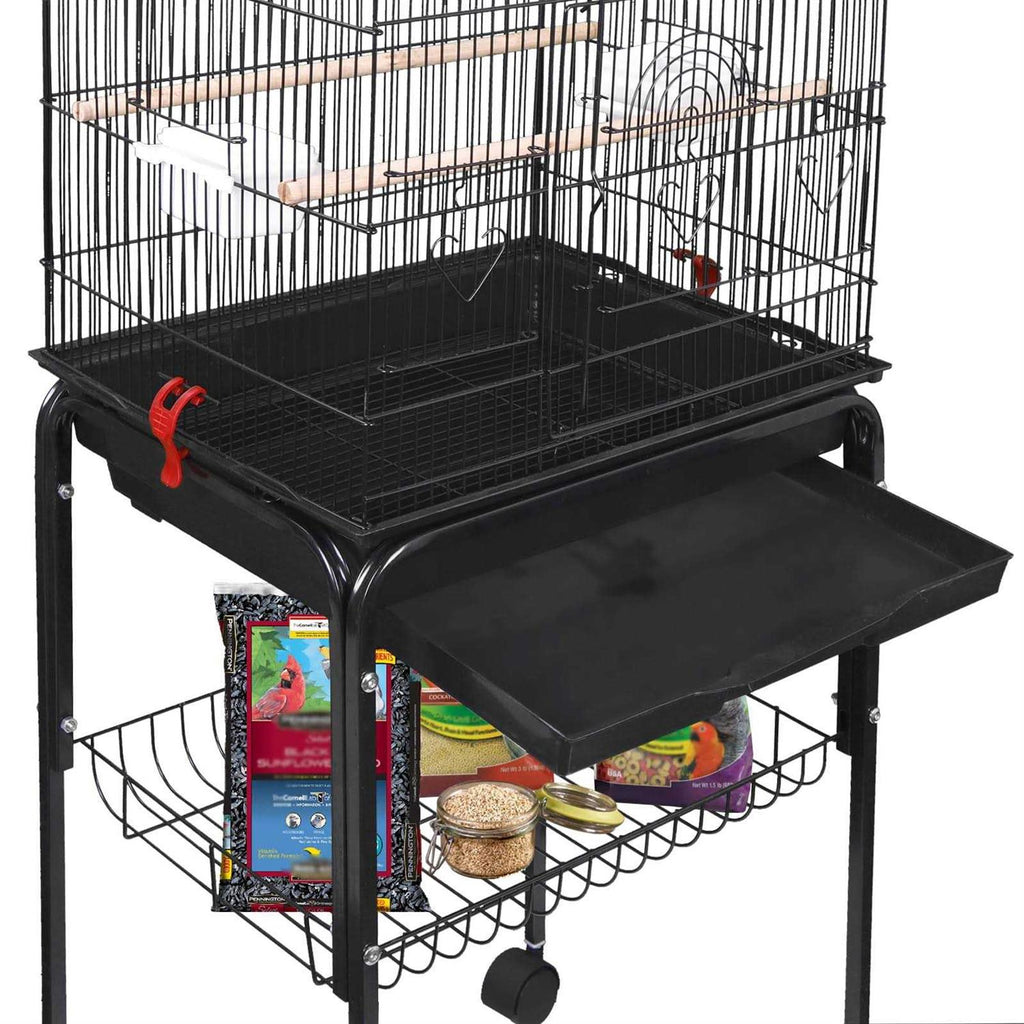 59'' Wrought Iron Bird Cage with Rolling Stand I782