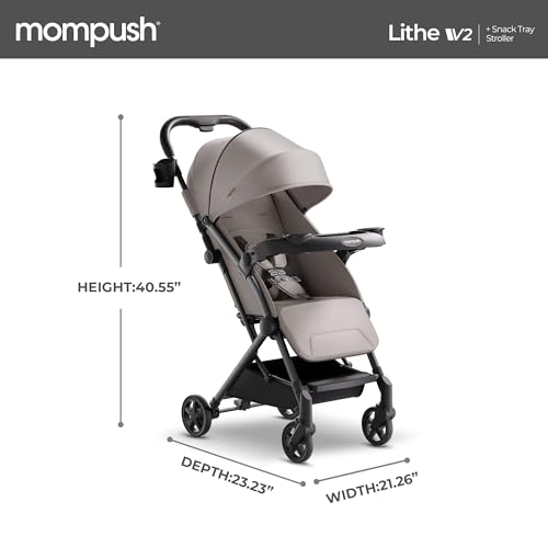 Lightweight Stroller with Snack Tray, Ultra-Compact Fold, Near Flat Recline Seat, Cup Holder, Raincover & Travelbag X391858