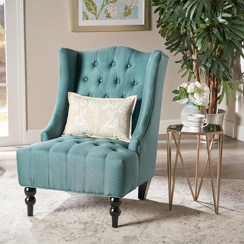 Teal Button-Tufted Fabric Accent Chair G681