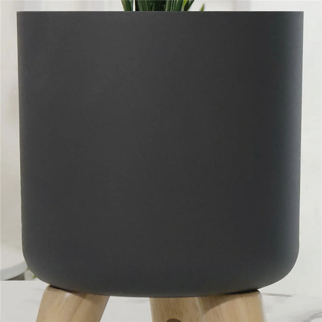 Indoor Planters Set with Wooden Legs Floor Standing Flower Pot W991253