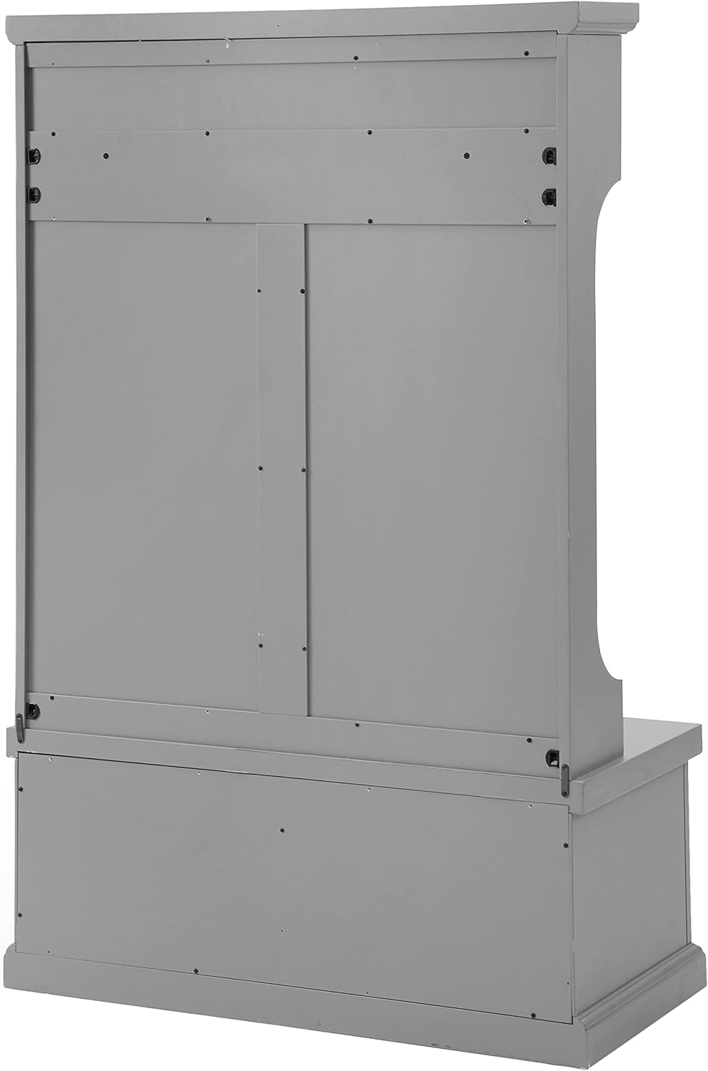 Distressed Gray Hall Tree with Coat Rack and Shoe Cabinet L780441
