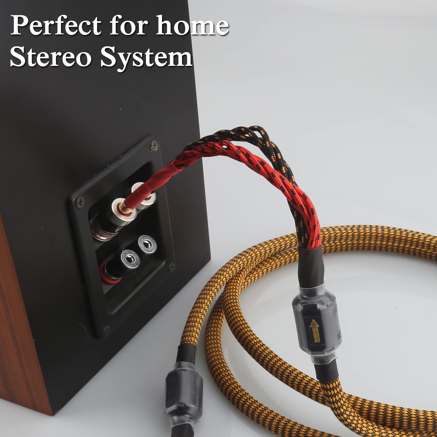 8.20ft 2.5m Nylon Braid Gold Plated Speaker Cable with 8 Banana Plugs Q196
