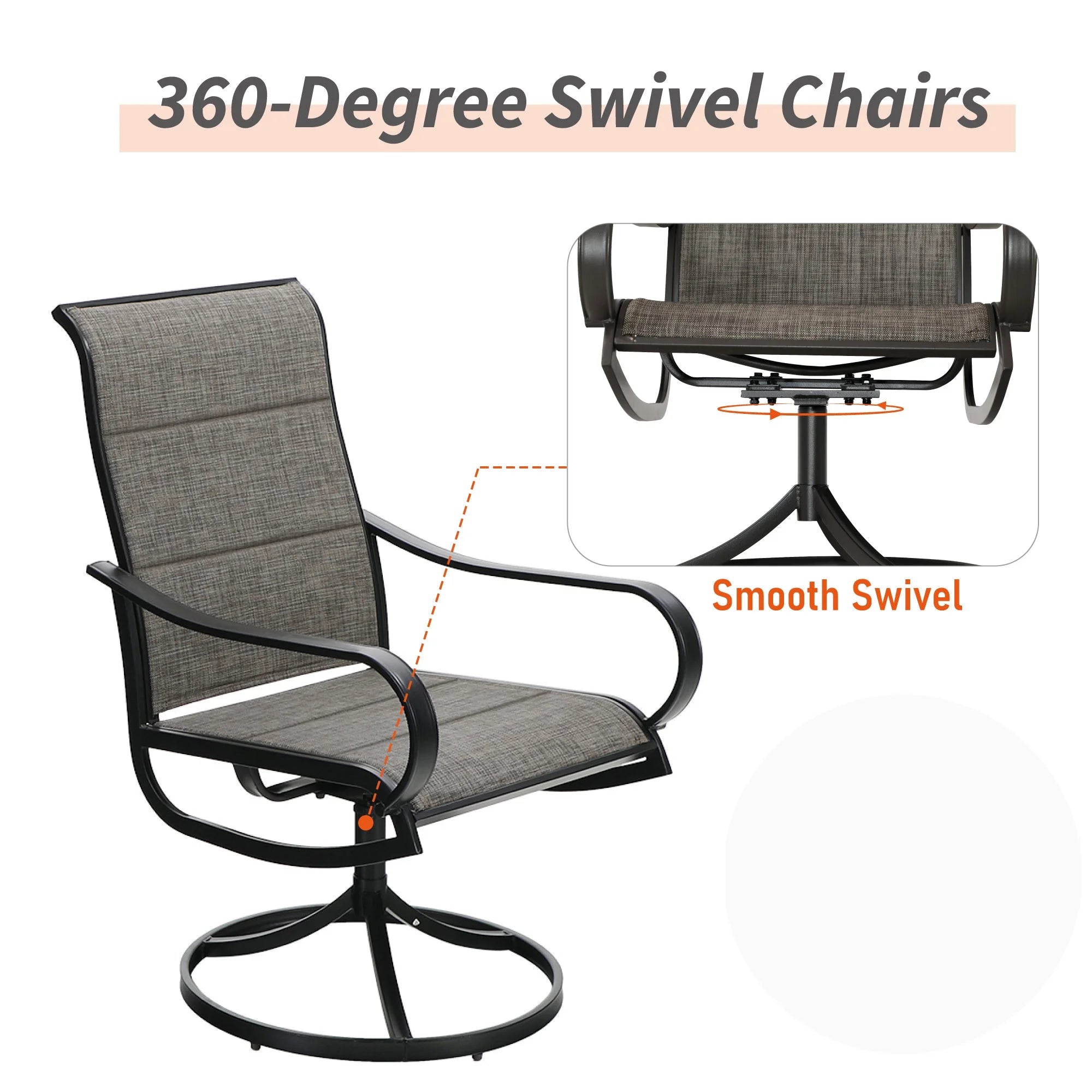 9 Piece Outdoor Metal Patio Dining Set with Swivel Padded Chairs X503758