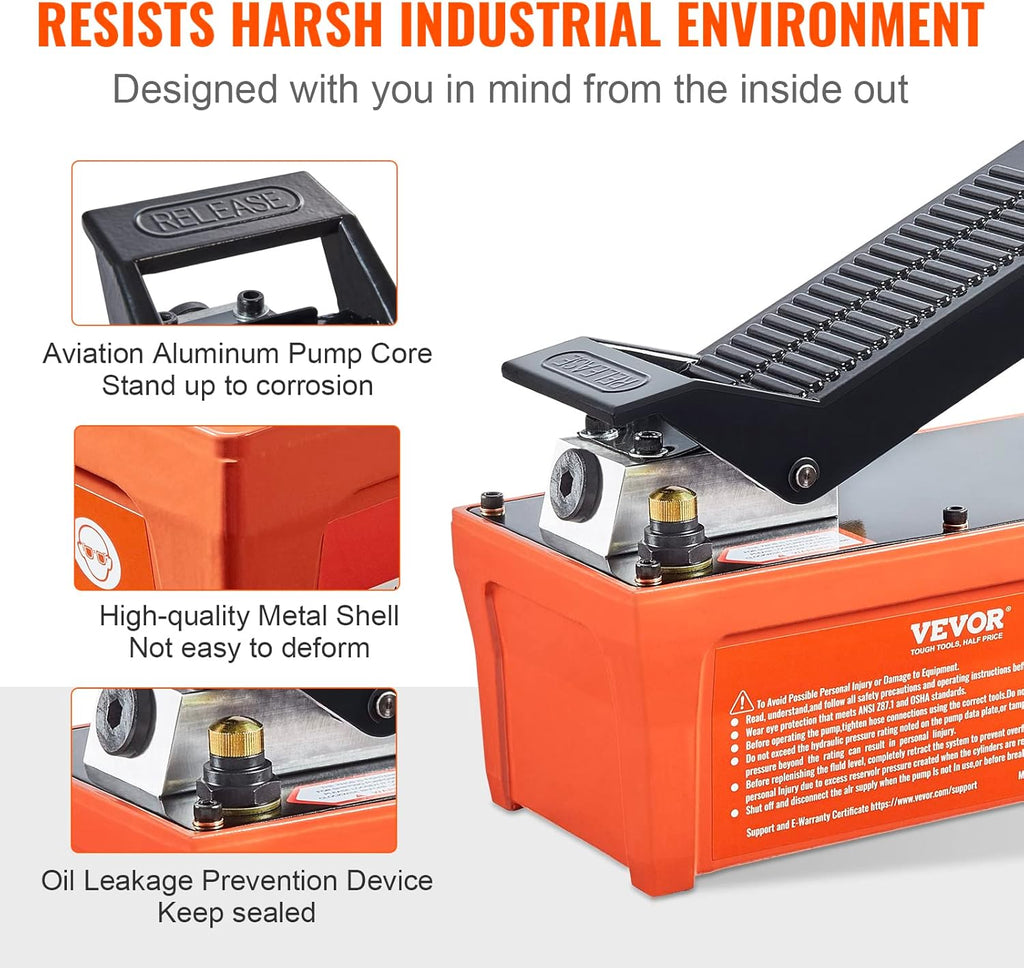 Air Hydraulic Pump, 10,000 PSI, 1/2 Gal Reservoir, Foot Actuated Z58905