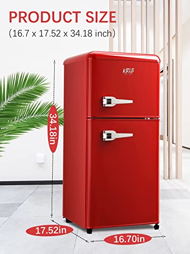 Compact Refrigerator with Freezer, Mini Fridge, Red M7693