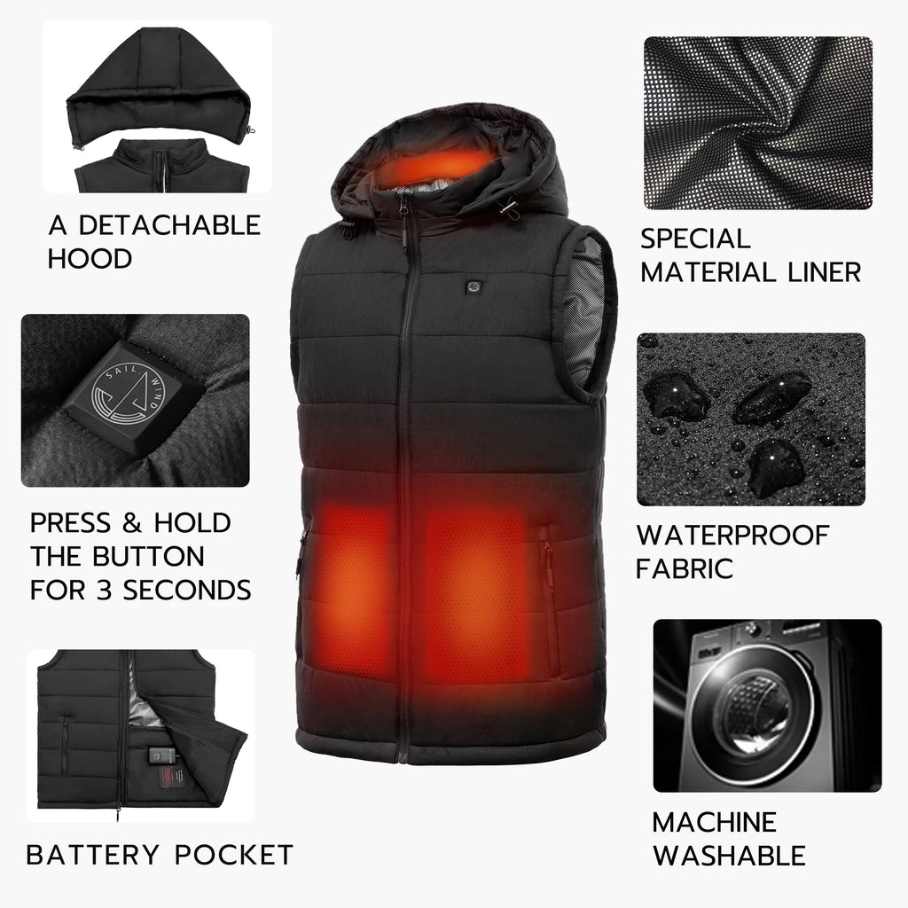 Lightweight Heated Vest with Removable Hood N595599