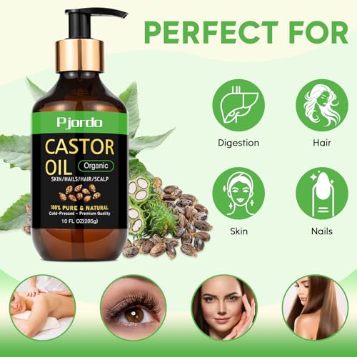 20 fl. oz Organic Cold Pressed Unrefined Pure Castor Oil J202