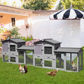 Rabbit Hutch Chicken Coop Bunny Cage Duck House with Run Waterproof Roof Plastic Tray G553