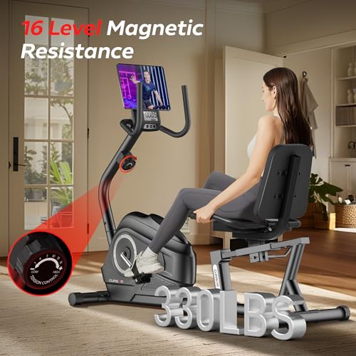 Recumbent Exercise Bike with Adjustable Seat and 16-Level Magnetic Resistance V5307