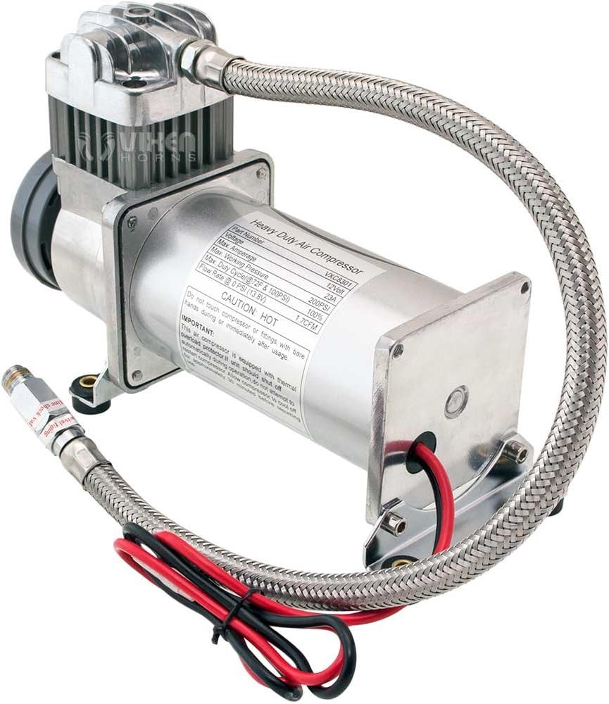 Train Horn Kit with Dual 200psi Air Compressor, 5 Gallon Tank, 8 Trumpets B388497
