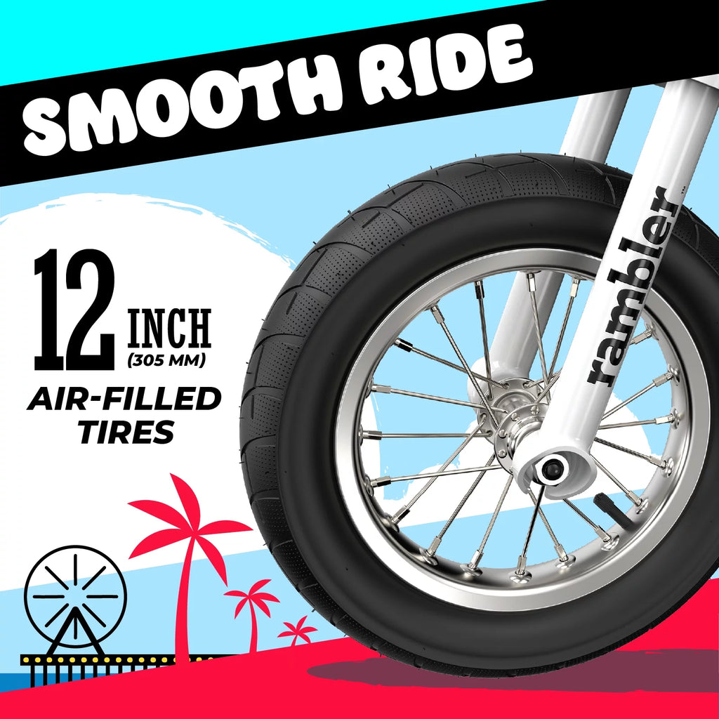 12 Seated Electric Scooter, White, 12" Air-Filled Tires Y720209