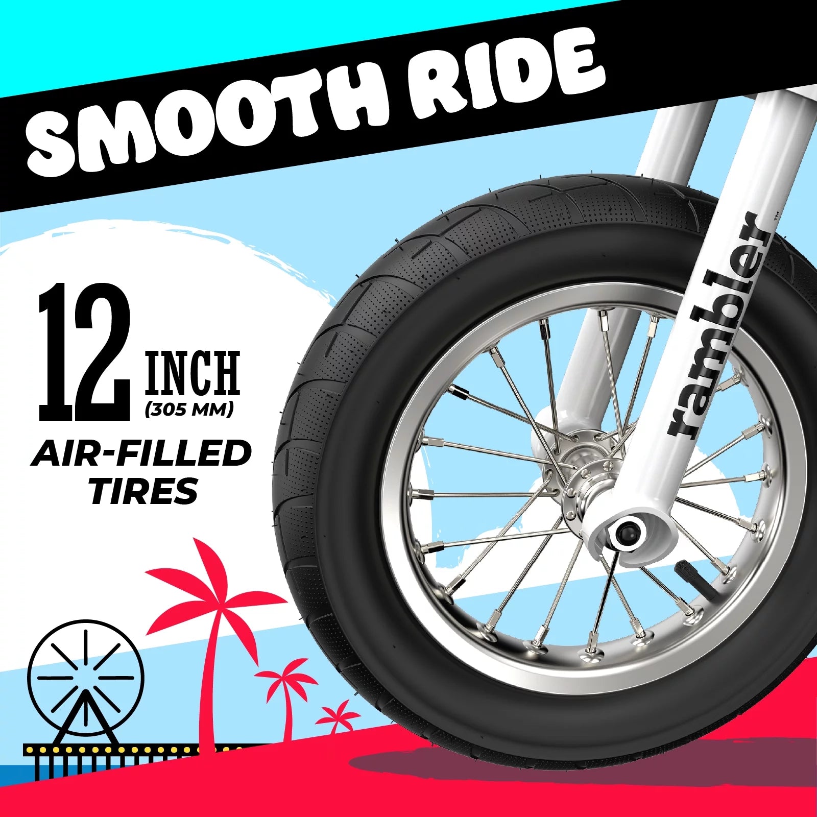 12 Seated Electric Scooter, White, 12" Air-Filled Tires Y720209
