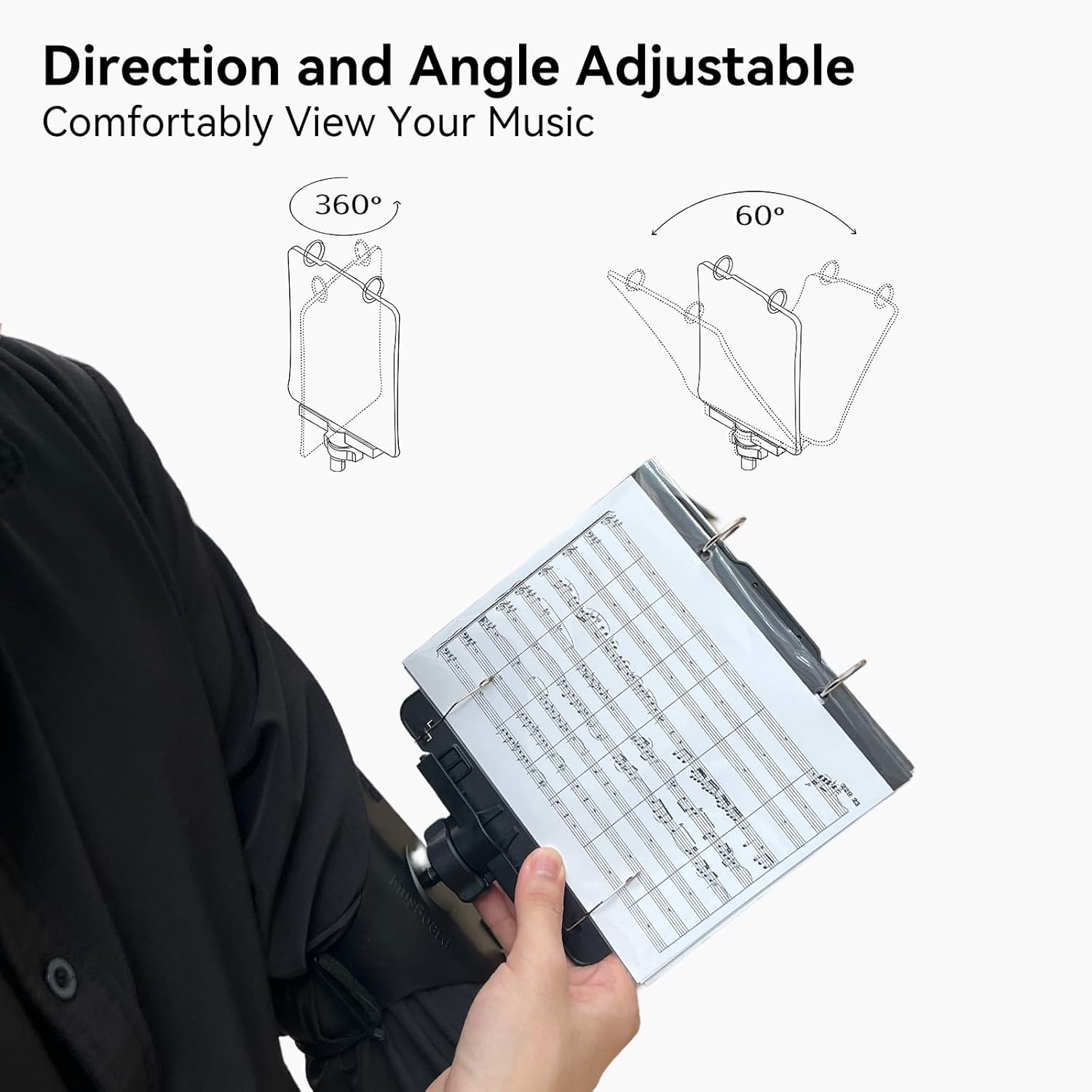 Adjustable Marching Band Music Lyre for Flute and Piccolo with 10 Pages J48996