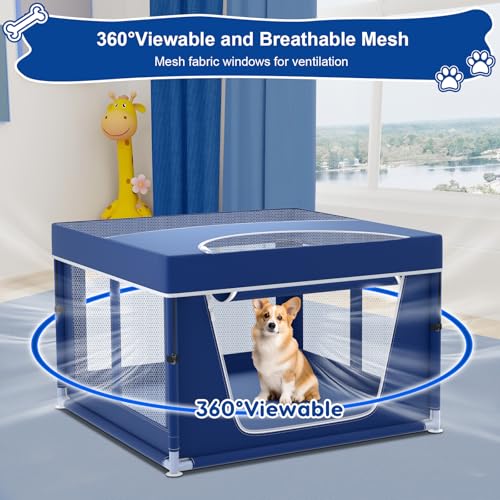 Blue Puppy Playpen with Top Cover G5289