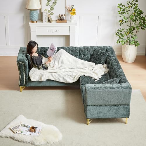 81.5" Chenille L-Shaped 5-Seater Sectional Sofa with 3 Cushions (Gray) H218284