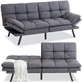 Grey Linen Memory Foam Futon Sofa Bed 71''x33''x31.5'' J6663
